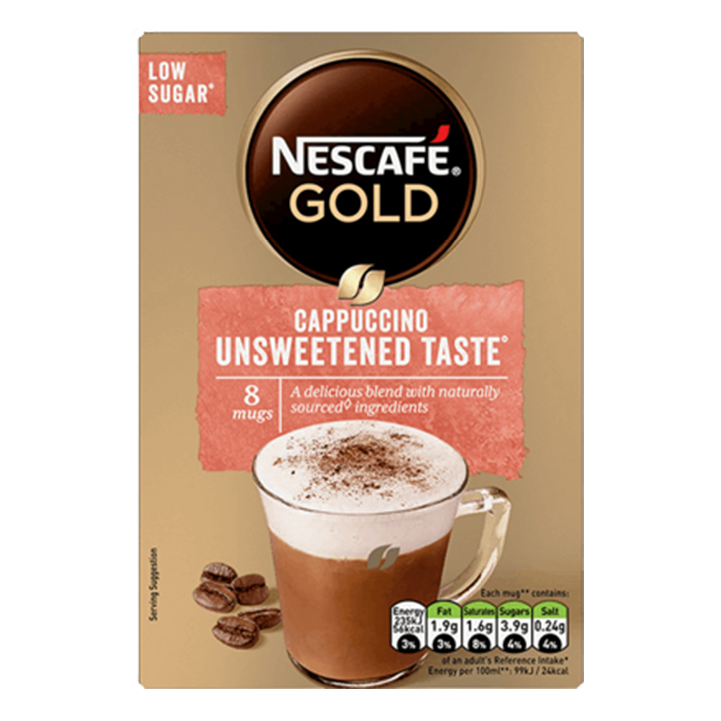 Nescafe Gold Cappuccino Unsweetened, 8 sachets