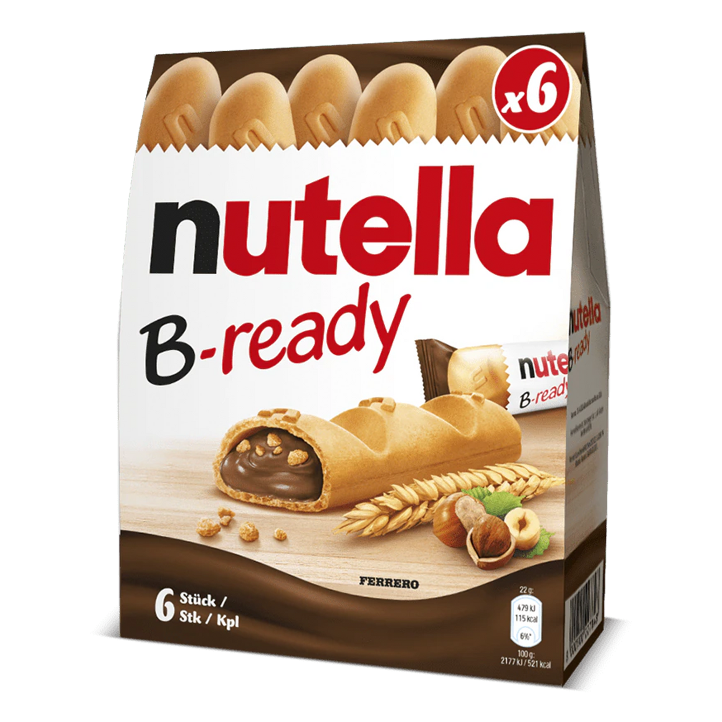 Nutella B-ready wafer, Pack of 6 x 22g