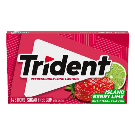 Trident Island Berry Lime Sugar Free Gum, Pack of 12 x 30g