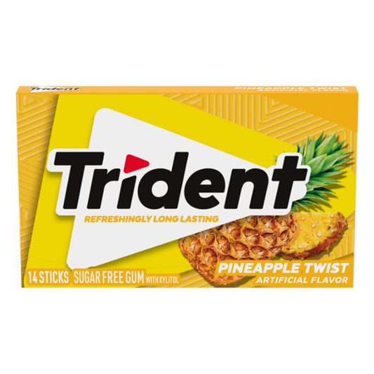 Trident Pineapple Twist Sugar Free Gum, Pack of 12 x 30g