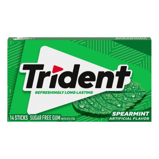 Trident Spearmint Sugar Free Gum, Pack of 12 x 30g