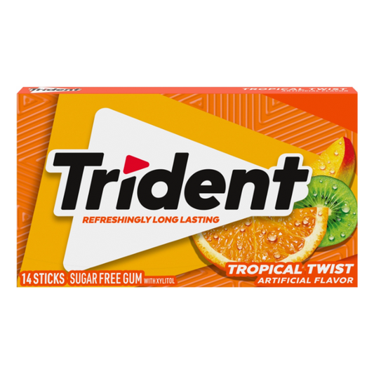 Trident Tropical Twist Sugar Free Gum, Pack of 12 x 30g