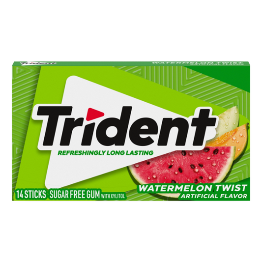 Trident Watermelon Twist Sugar Free Gum, Pack of 12 x 30g